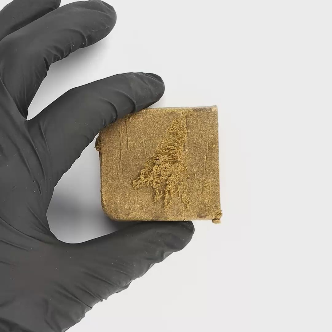 Gros plan résine Jaune Manali riche en CBN CBG CBD